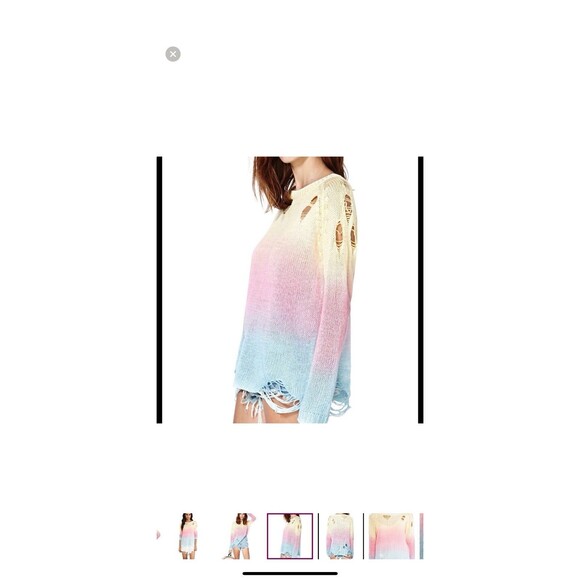 UNIF Sherbert Sweater Pink Yellow Blue Ombré Distressed Womens Size S $110 - Picture 8 of 9